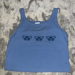 Victoria Secret PINK Blue Butterfly Crop Tank Top